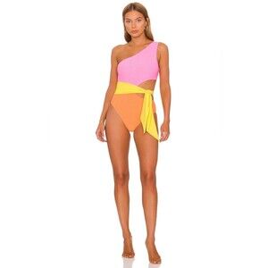Beach Riot Carlie Color block One-Shoulder Swimsuit